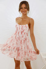 Floral Ruffled Stylish Mini Dress