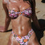 Floral Suspender Lace Up Bikini Set Pink / M