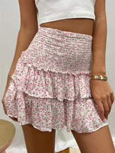 Floral Tiered High Waist Skirt BLUE / S