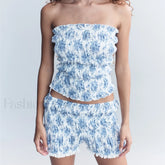 Floral Tube Tops Shorts Two Piece Set S