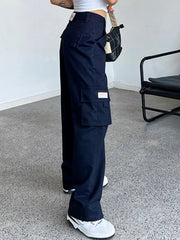 Fold Over Waist Y2K Straight Leg Pants Straight Leg Pants