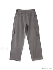 Fold Over Waist Y2K Straight Leg Pants Straight Leg Pants