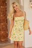 French Floral Print Backless Strappy Slim Floral Dress Yellow / S