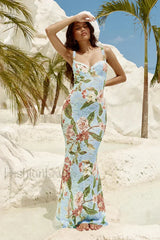 French Retro Lace Vest Sleeveless Printed Floral Dress