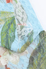 French Retro Lace Vest Sleeveless Printed Floral Dress