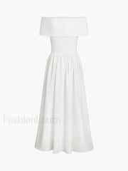 Frenchy Solid Graceful Off Shoulder Long Dress Dresses