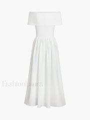 Frenchy Solid Graceful Off Shoulder Long Dress Dresses