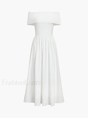 Frenchy Solid Graceful Off Shoulder Long Dress White / XS Dresses