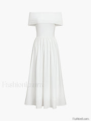 Frenchy Solid Graceful Off Shoulder Long Dress White / XS Dresses