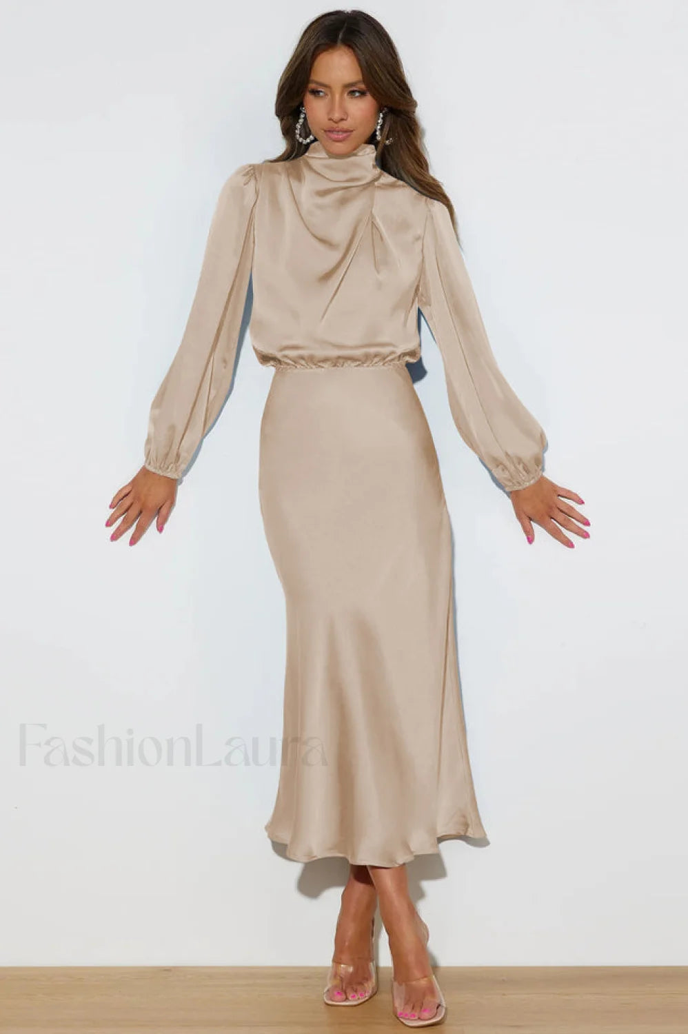 From The Source Charming High Neck Bridal Dress