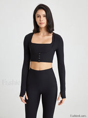 Front Charming Button Bolero Black / S T Shirts