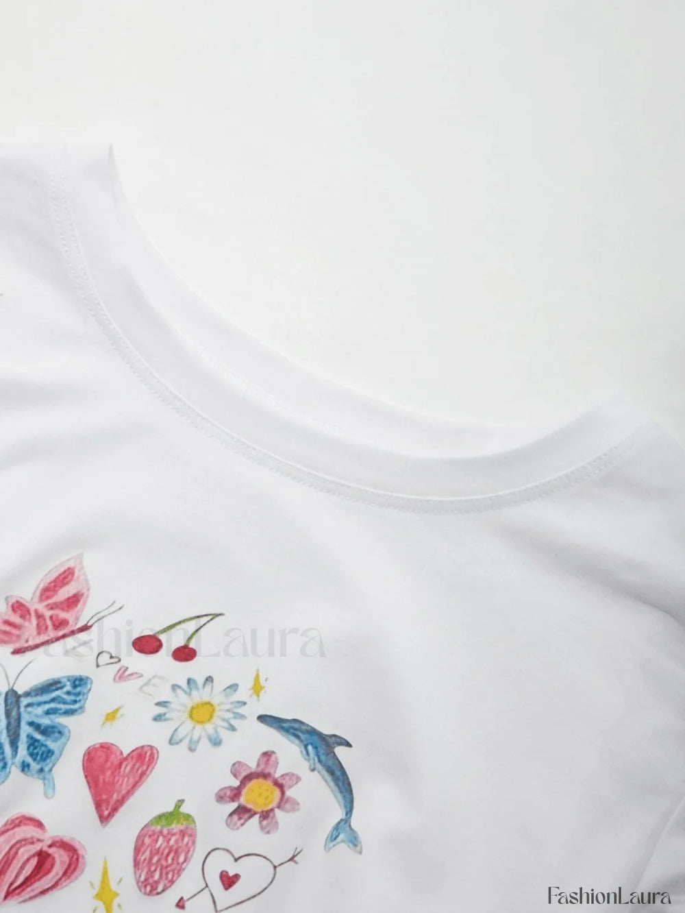 Fruity Butterfly Print Crop Top Tops&Tees