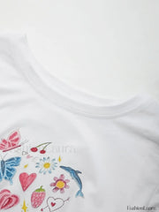 Fruity Butterfly Print Crop Top Tops&Tees