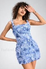 Fryni 3D Stylish Floral Mini Dress