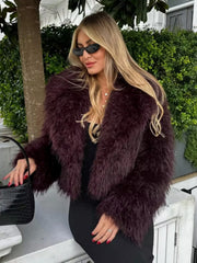 Fuzzy Faux Graceful Fur Short Coat Women Faux Fur Coats