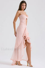 Gabriella Light Stylish Peach Ruffle Dress