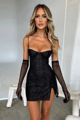 Georgia Shiny Stylish Dress With Gloves