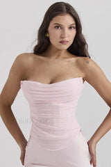 Georgie Ballerina Stylish Pink Strapless Corset XS / Pink