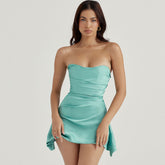 Strapless Corset Party Mini Dress Aquamarine S / Aquamarine Party Dresses L