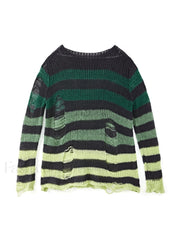 Gradient Striped Distressed Long Sleeve Mini Dress Mini Dresses