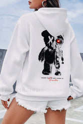 Half Teddy Bear Half Robotic Bear Hoodie White / S