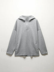 Half Zip Graceful Double Pockets Hoodie Sweatshirts