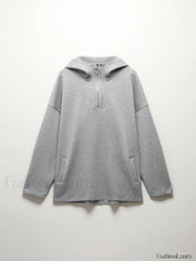 Half Zip Graceful Double Pockets Hoodie Sweatshirts
