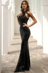 Halter Neck Sequin Charming Mermaid Prom Dress