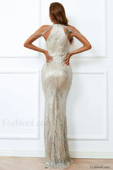 Halter Neck Sequin Charming Mermaid Prom Dress