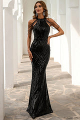 Halter Neck Sequin Charming Mermaid Prom Dress