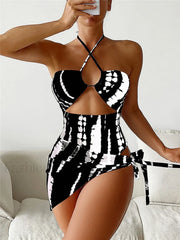 Halter Printed Skirt One Piece black / S