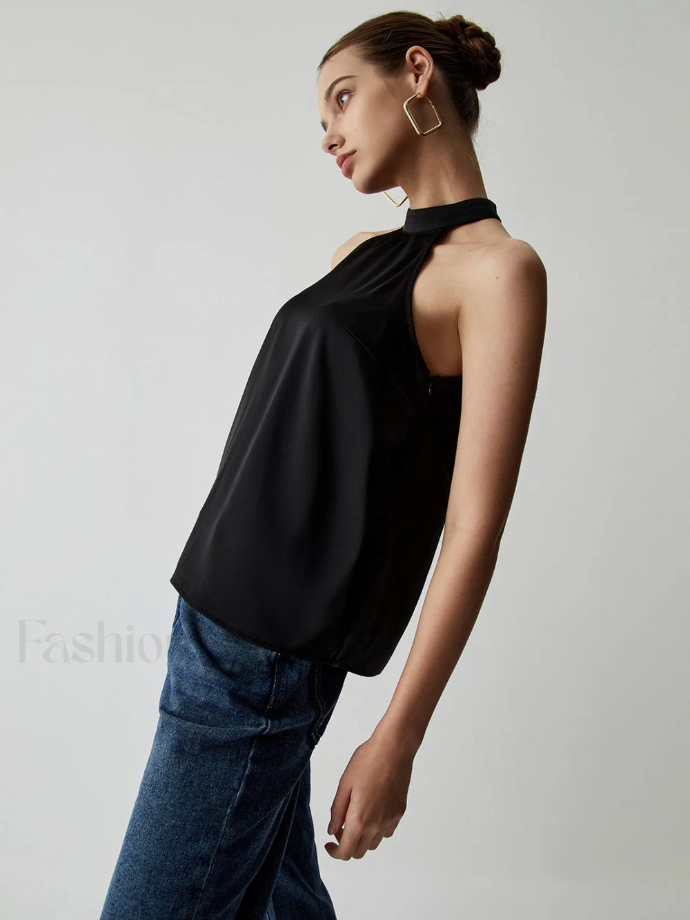 Halter Satin Graceful Tank Top Tank Tops & Camis