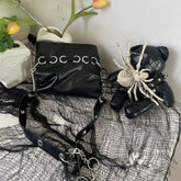 Harajuku Leather Punk Y2K Spider Bone Little Bear Pin Gothic Lolita Crossbody Black / one size
