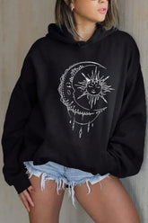 Harajuku Loose Fit Pocket Hoodie Black / S