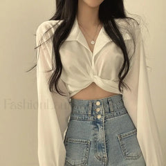 Harajuku Sexy Korean Black Female Blouse