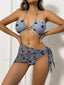 Heart Print Backless Three Piece Set GRAY / S