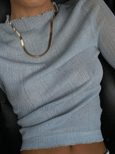 High Neck Semi Sheer Knit Top Blue / S Tops&Tees