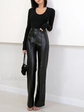 High Waist Faux Leather Pants Black / XS Pants