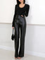 High Waist Graceful Faux Leather Pants Black / XS Pants