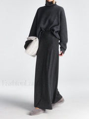 High Waist Graceful Flowy Maxi Skirt Grey / XS Skirts
