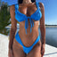 High Waist Lace Up Bikini Set Blue / S