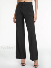 High Waisted Relaxed Trendy Straight Leg Dress Pants Pants