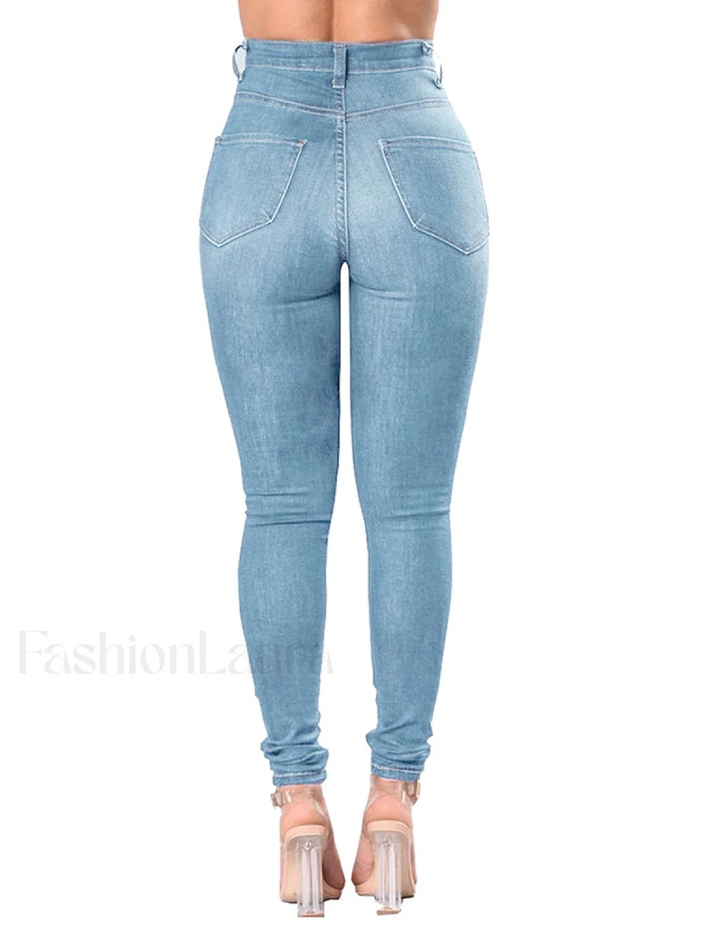 High Waisted Skinny Ripped Jeans Jeans