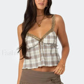 Hit Color Mini Skirt Two Piece Set KHAKI VEST / S