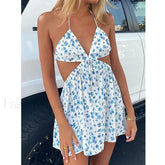Hollow Cutout Strap Floral Dress