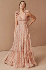 Indy Elegant Chiffon Dress S / Pink
