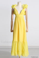 Indy Elegant Chiffon Dress S / Yellow