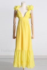 Indy Elegant Chiffon Dress S / Yellow