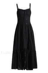 Irene Printed Stylish Maxi Dress S / Black