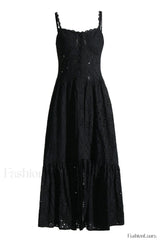 Irene Printed Stylish Maxi Dress S / Black